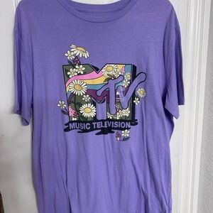 MTV Lavender Tee with Floral Logo